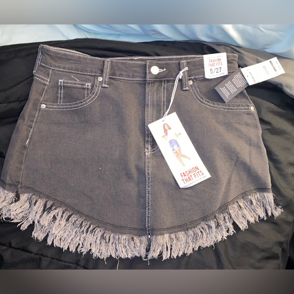 Celebrity pink jean skirt
